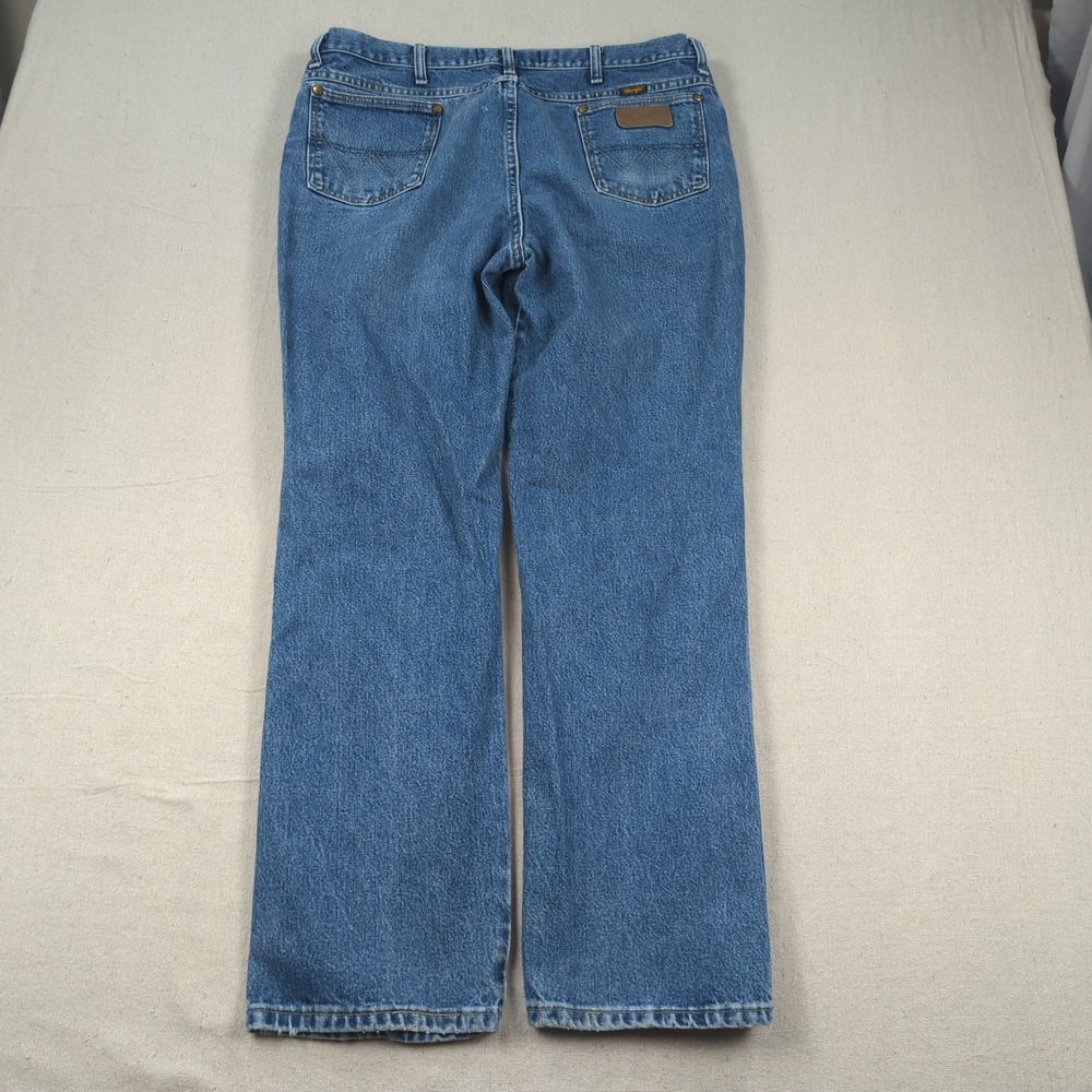 Wrangler Jeans Mens 38x32 Blue George Strait Cowboy Cut Western Distressed 936 - Picture 11 of 15